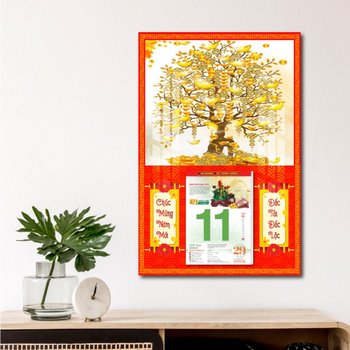 Lịch treo tường cây đồng tiền phát tài