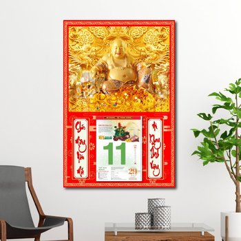 Lịch treo tường phật di lặc vàng