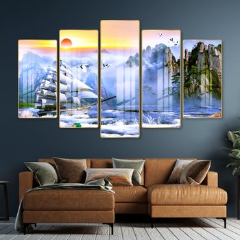 Tranh Treo Tường Thuyền Buồm Và Sông Núi Nước Non