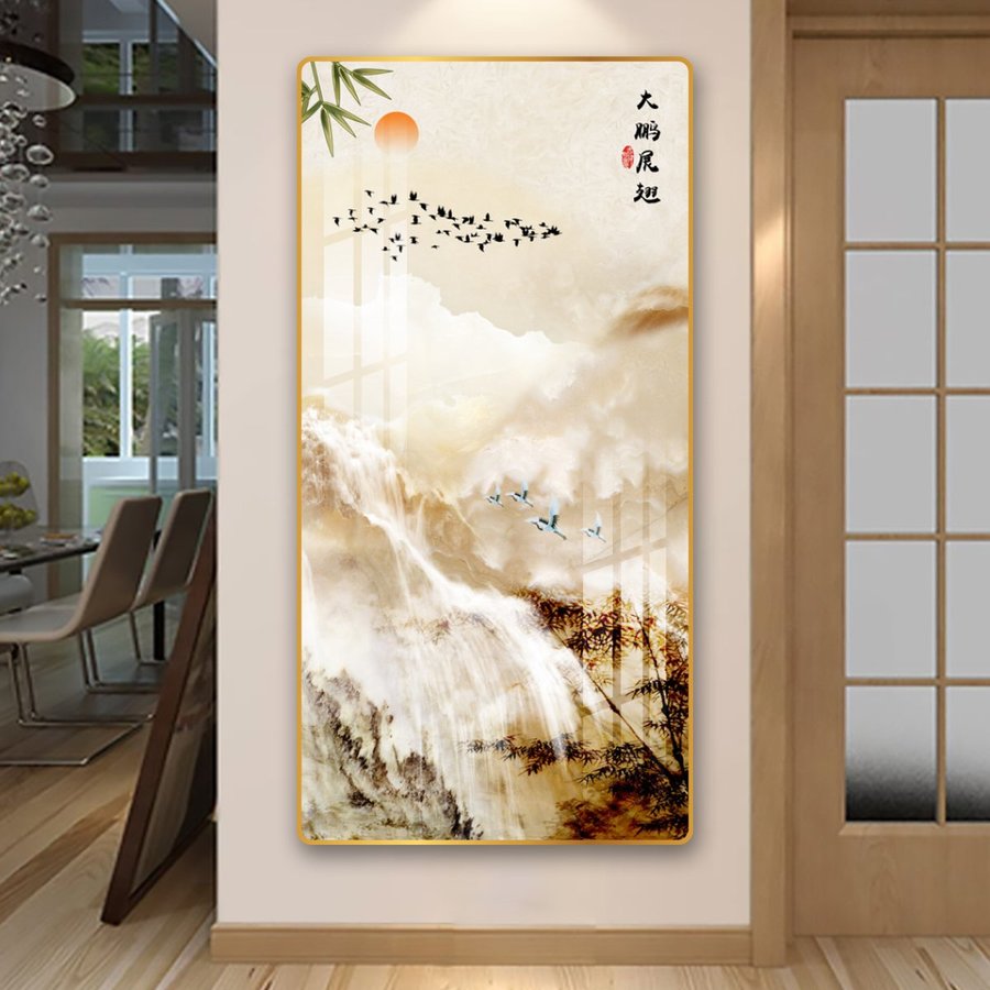 Tranh treo tường thủy mặc tùng hạc diên niên