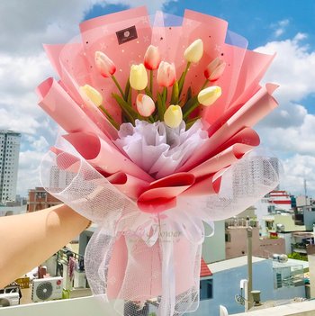 Bó 10 bông hoa tulip cao su xinh xắn