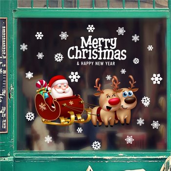 Decal Trang Trí Noel Ông Già Noel Và Chú Tuần Lộc Mẫu 1