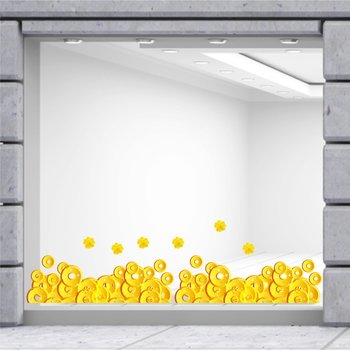 Decal Trang Trí Tết Quý Mão Chân Tường Tiền Vàng