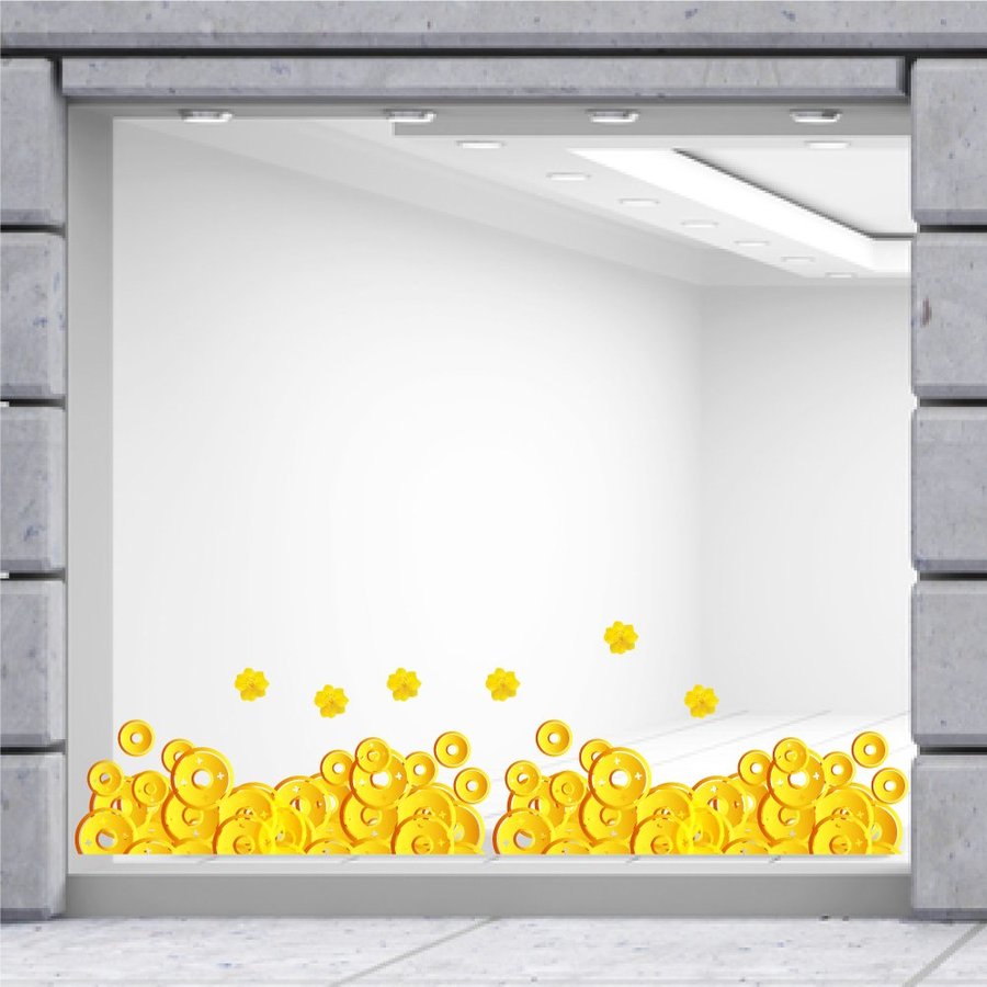 Decal Trang Trí Tết Quý Mão Chân Tường Tiền Vàng