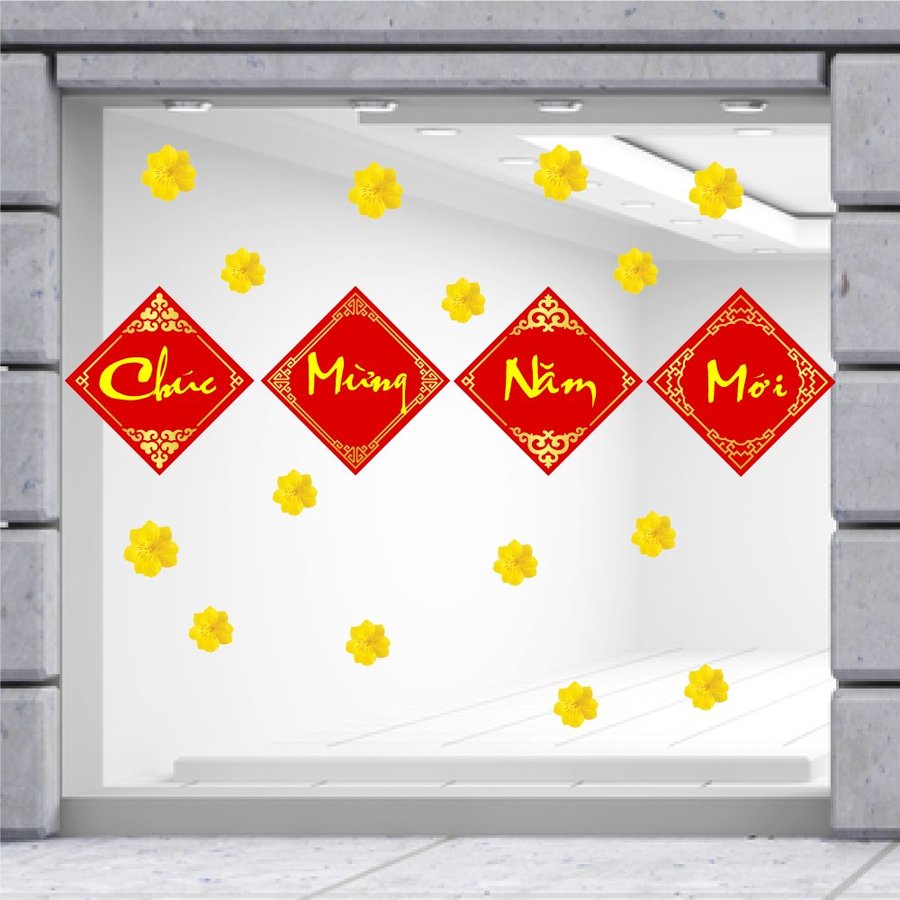 Decal Trang Trí Tết Liễn Chúc Mừng Năm Mới
