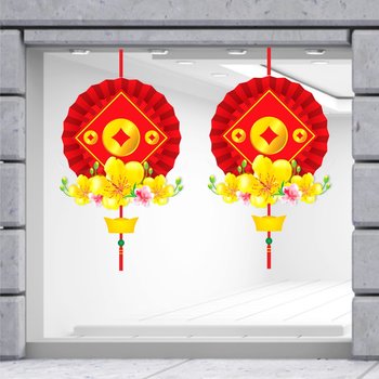 Decal Trang Trí Tết Lộc Treo Đồng Tiền Vàng May Mắn