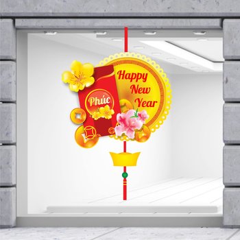 Decal Trang Trí Tết Quý Mão Lộc Treo May Mắn Happy New Year