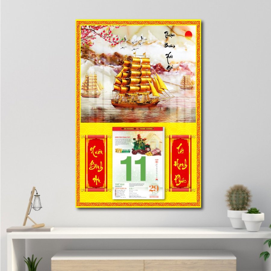 Lịch treo tường thuyền vàng thuận buồm xuôi gió