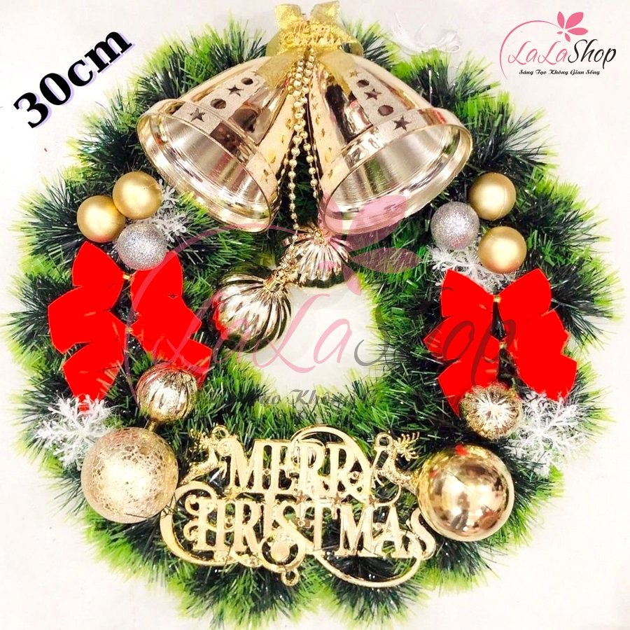 Vòng Nguyệt Quế Trang Trí Noel Merry Christmas 17 - 30cm