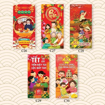 Combo 10 Bao Lì Xì Tết Sang Lộc Vàng Như Ý