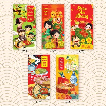 Combo 10 Bao Lì Xì Tết Mừng Xuân Hạnh Phúc