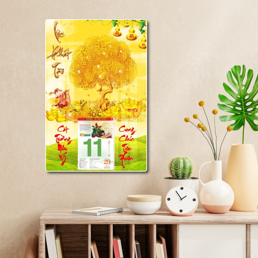 Lịch Tết Tranh Tráng Gương Treo Tường Lộc Phát Tài