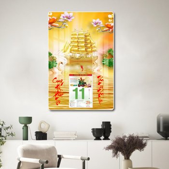 Lịch tết tranh tráng gương treo tường thuận buồm xuôi gió