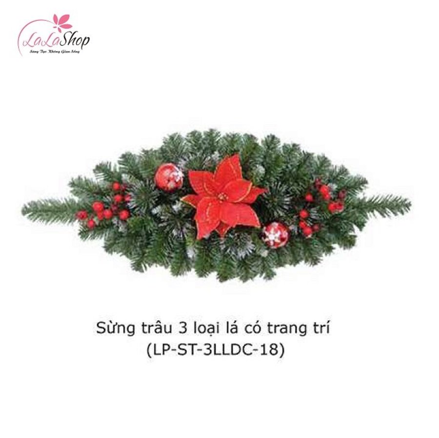 Dây lá thông sừng trâu 3 loại lá có trang trí