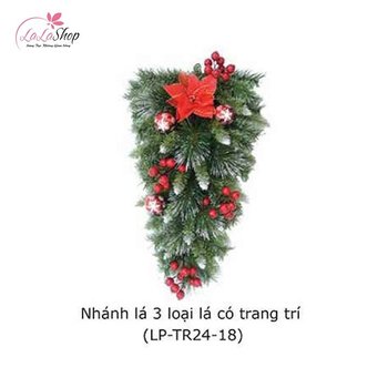 Nhánh thông 3 loại lá có trang trí trang trí noel