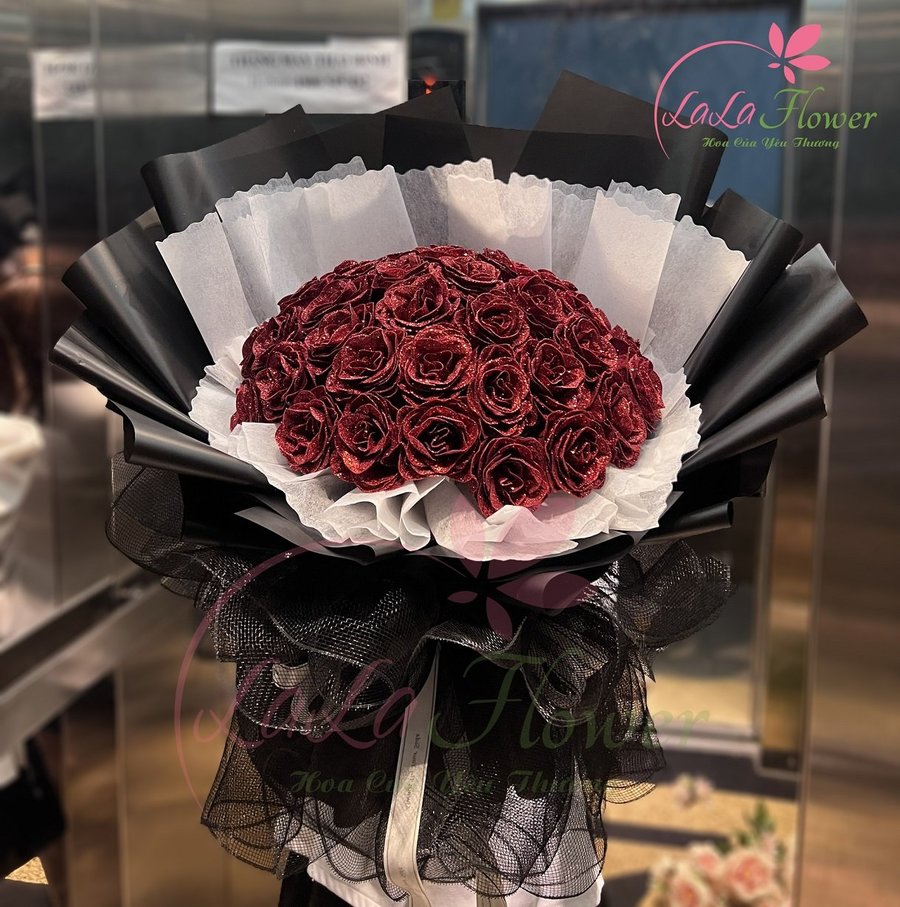 Bó hoa nhũ kim tuyến tròn 40 bông