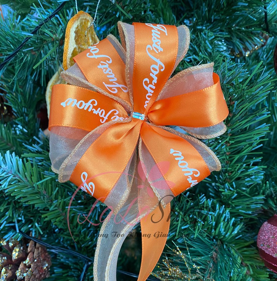 Hoa ruy băng trang trí cây thông 2 lớp nhiều màu