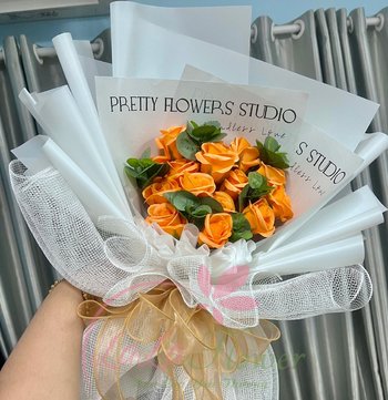 Bó 15 bông hoa hồng sáp sắc cam
