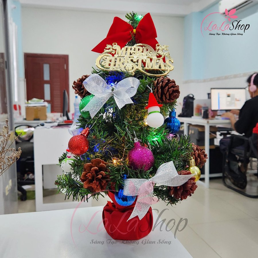 Cây thông noel mini 38cm nhiều màu full phụ kiện mẫu 10