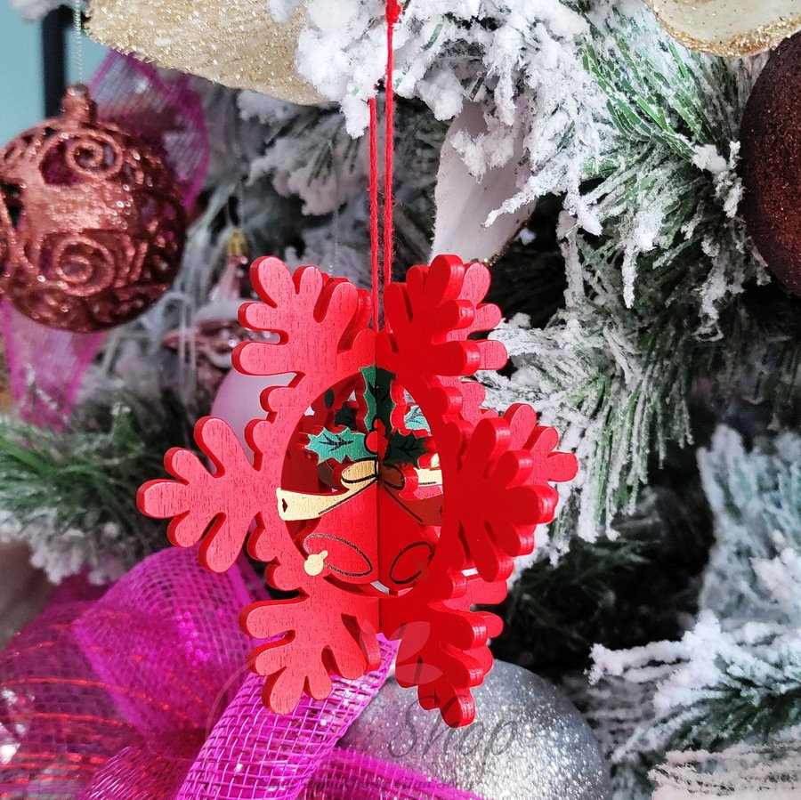 Phụ kiện bằng gỗ treo trang trí noel mẫu 5