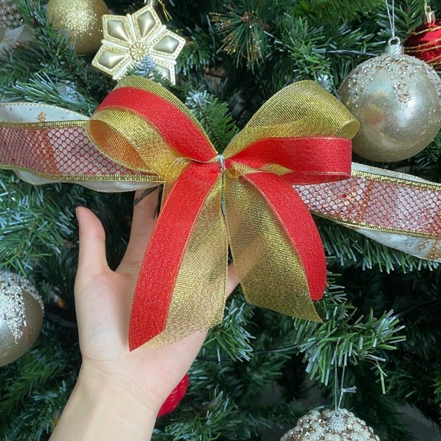 Đồ Trang Trí Nơ Ruy Băng Trang Trí Cây Thông Noel Mẫu 2 mẫu yêu cầu màu đỏ