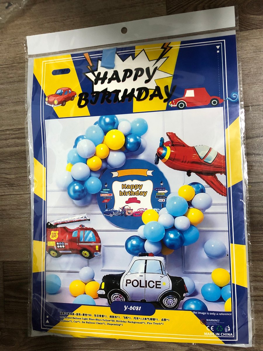 Set Bong Bóng Trang Trí Sinh Nhật Happy Birthday Xe Cảnh Sát Mẫu 2