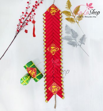 Dây pháo giấy nhung trang trí chữ tết dài 1m2
