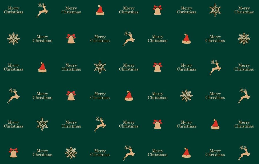 Set 5 Giấy Gói Quà Nền Xanh Merry Christmas và Hoa Tuyết