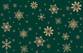 Set 5 Giấy Gói Quà Nền Xanh Hoạ Tiết Noel Hoa Tuyết Vàng