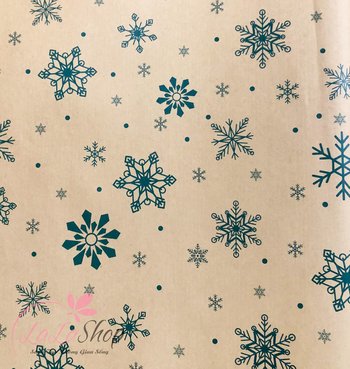 Set 5 Giấy gói quà noel họa tiết bông tuyết giáng sinh cao cấp