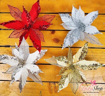 Cành Hoa Trạng Nguyên Cao Cấp Kim Tuyến Size Lớn Trang Trí Noel