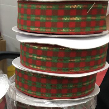 10m ruy băng caro 2.5cm phụ kiện trang trí cây thông noel cao cấp
