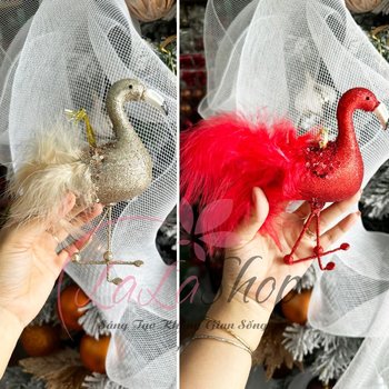 Mô hình hồng hạc nhũ kim tuyến trang trí noel