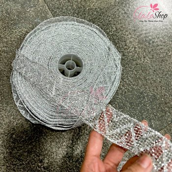 Cuộn Ruy Băng 10 Mét Màu Bạc Kim Tuyến Lấp Lánh
