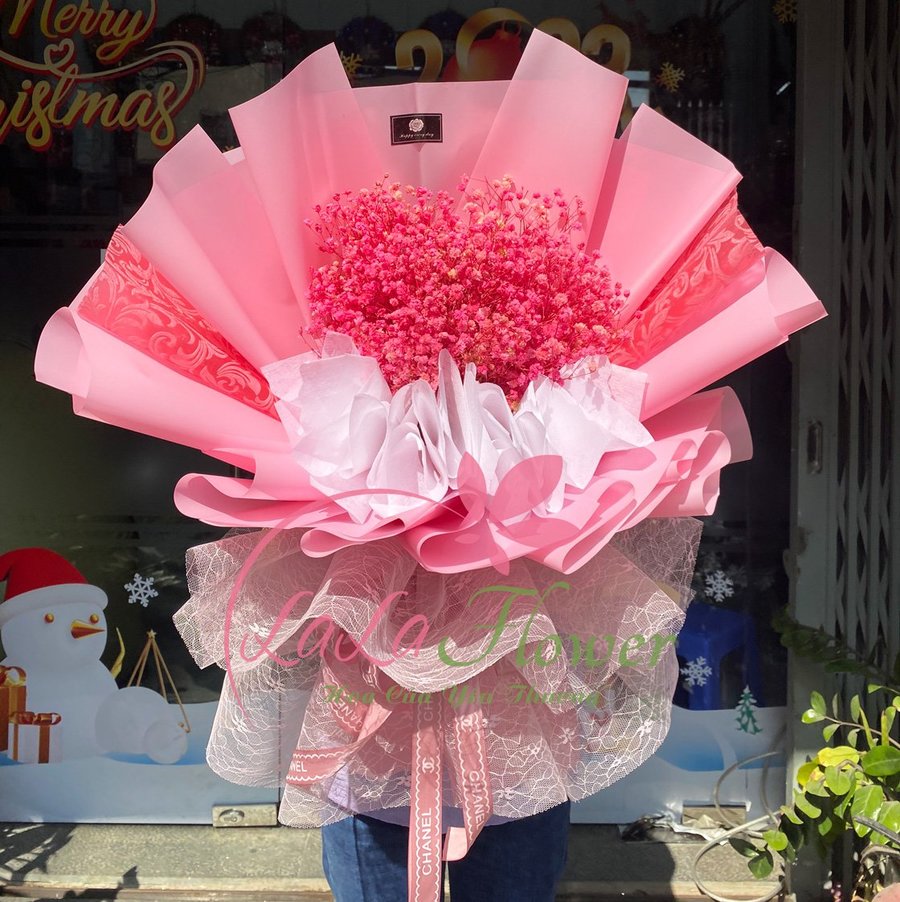 Bó hoa baby khô hồng pinky dịu dàng