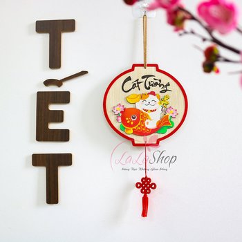 Lộc treo tết chữ cát tường bảng gỗ treo cửa ngày tết cao cấp