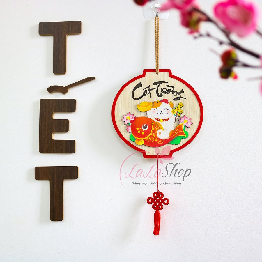 Lộc treo tết chữ cát tường bảng gỗ treo cửa ngày tết cao cấp