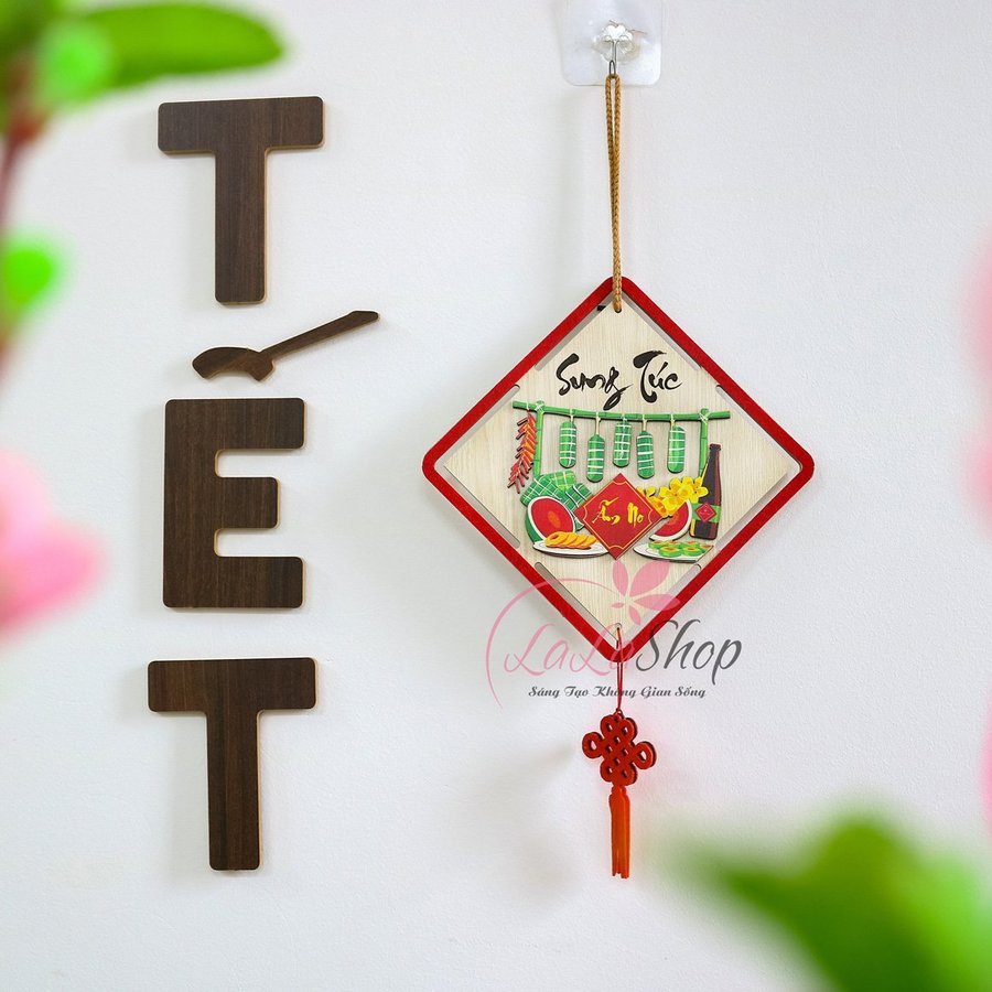 Lộc Treo Tết Chữ Sung Túc Bảng Gỗ Treo Cửa Ngày Tết Cao Cấp