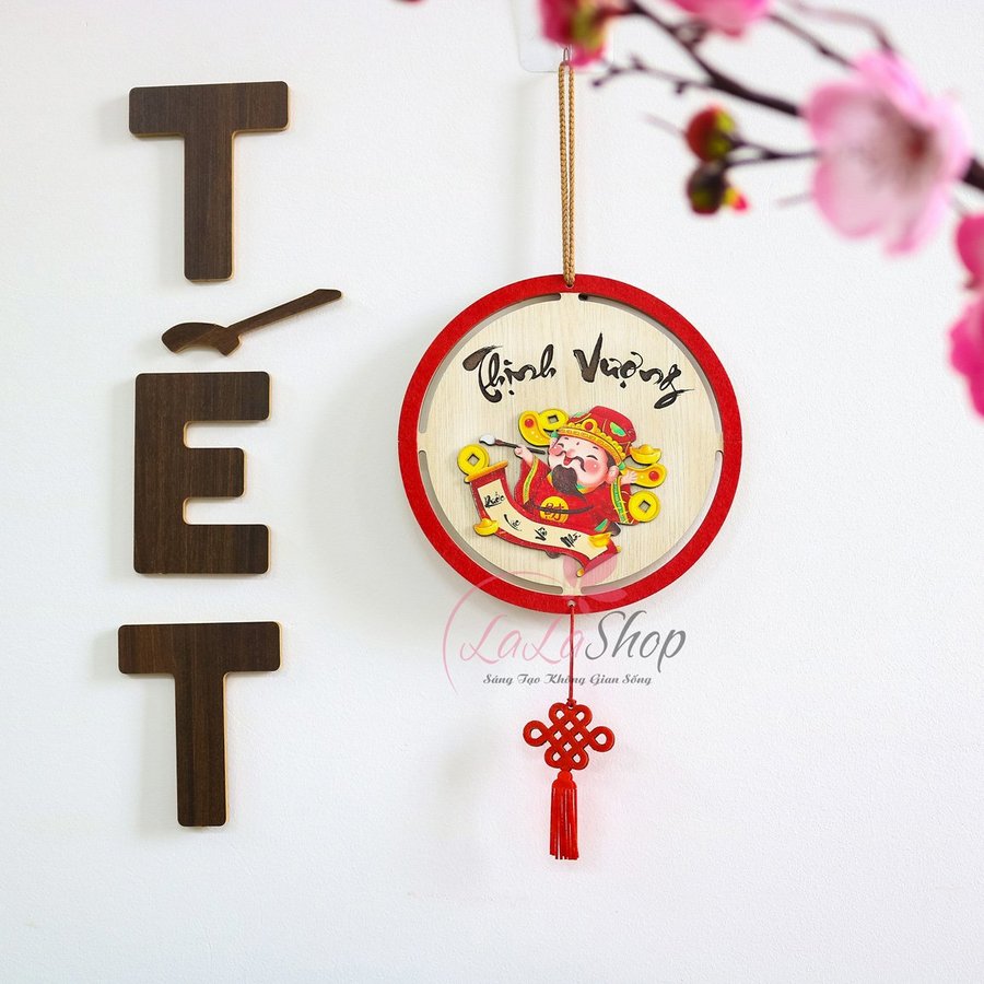 Lộc Treo Tết Chữ Thịnh Vượng Bảng Gỗ Treo Cửa Ngày Tết Cao Cấp
