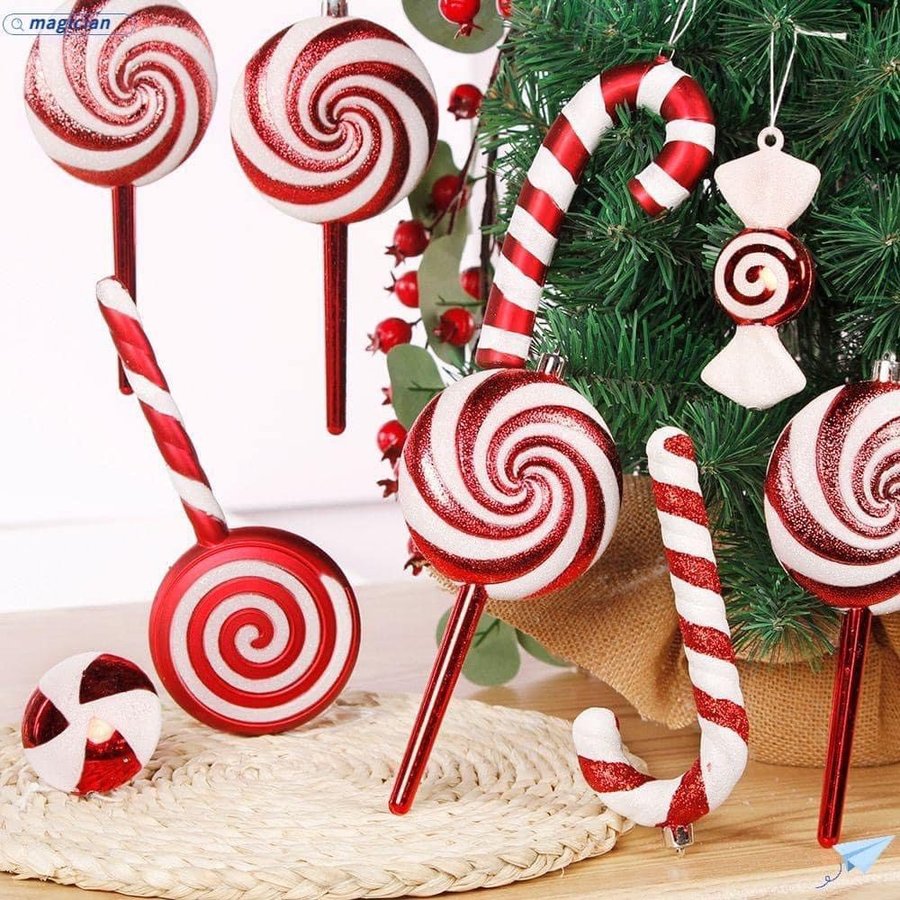 Set kẹo đỏ dọc trang trí noel cao cấp