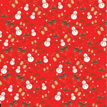 Set 5 giấy gói quà họa tiết người tuyết đáng yêu nền đỏ