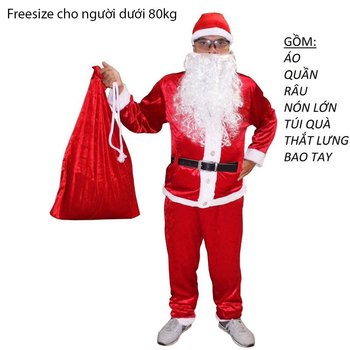 Bộ đồ ông già noel freesize cho người dưới 80kg