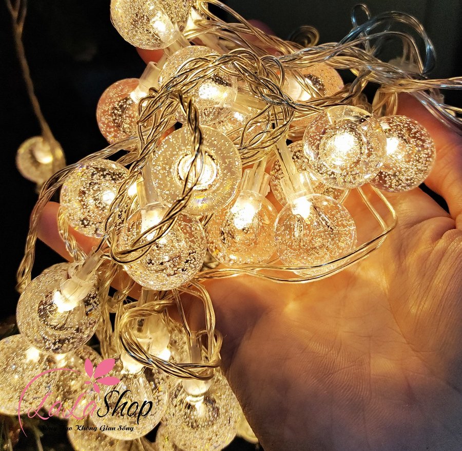 Dây đèn bi tròn bọt tuyết bóng lớn 10m trang trí noel bóng lớn hàng cao cấp