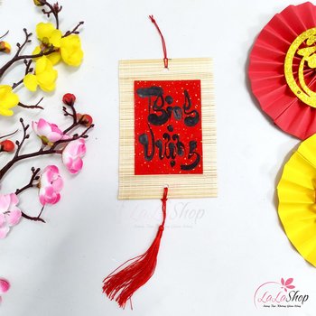 Liễn mành thư pháp đỏ 30cm Chữ Thịnh Vượng liễn treo trang trí tết