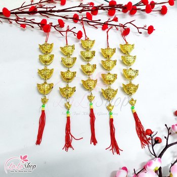 Combo 5 dây lộc treo thỏi vàng chữ phúc trang trí tết
