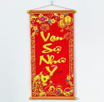 Liễn Nhung Chúc Mừng Vạn Sự Như Ý Size Lớn