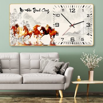 Tranh Đồng Hồ Tráng Gương Treo Tường Mã Đáo Thành Công