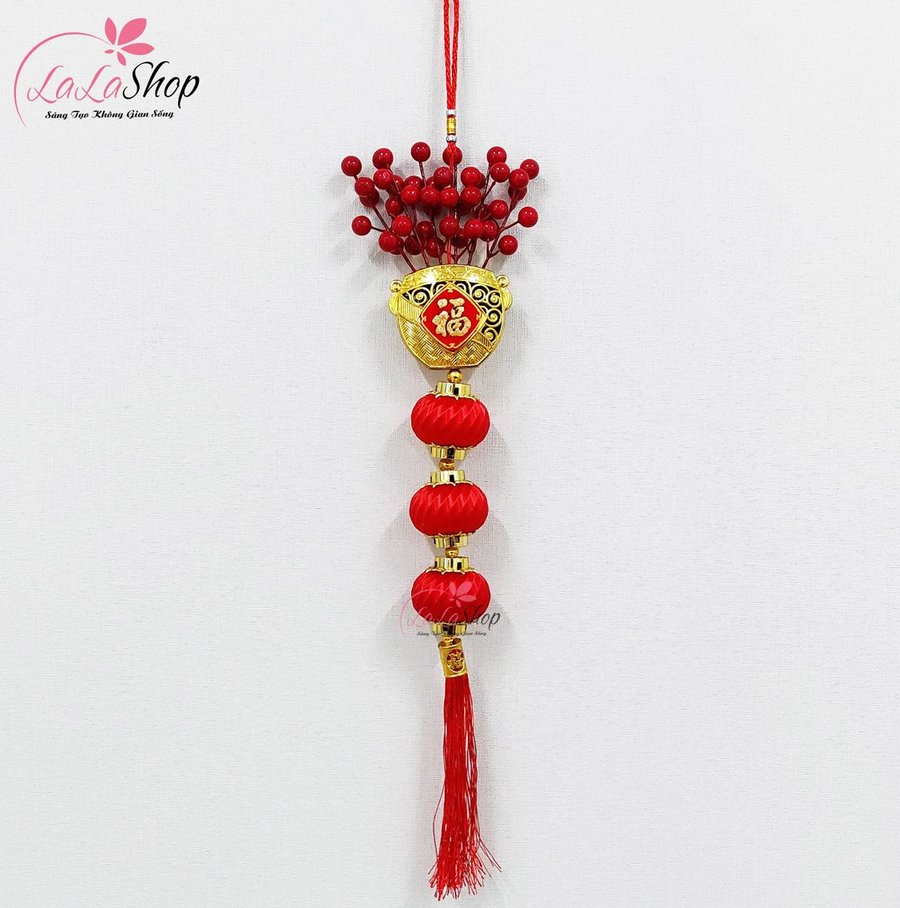 Dây lộc treo chữ phúc lồng đèn may mắn trang trí tết mẫu 2