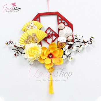 Vòng Hoa Tết Treo Cửa Trang Trí Tết 30cm