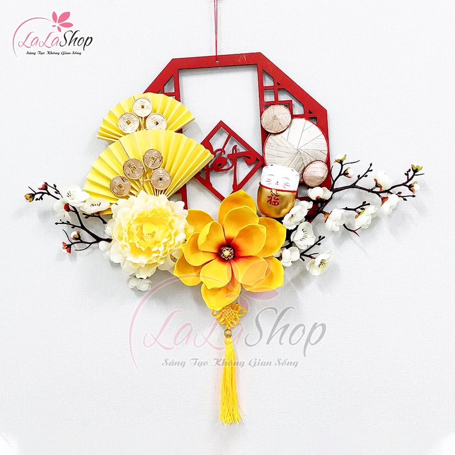 Vòng Hoa Tết Treo Cửa Trang Trí Tết 30cm